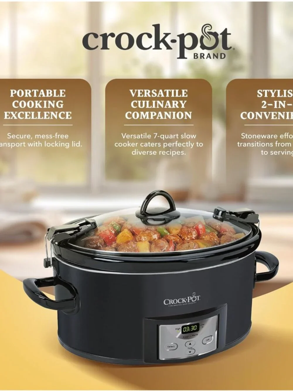 Crockpot 7qt Family Size Cook n' Carry Ovenproof Slow Cooker Programmable
